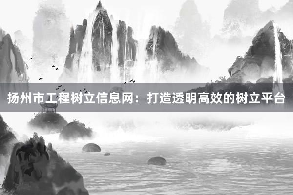 扬州市工程树立信息网：打造透明高效的树立平台